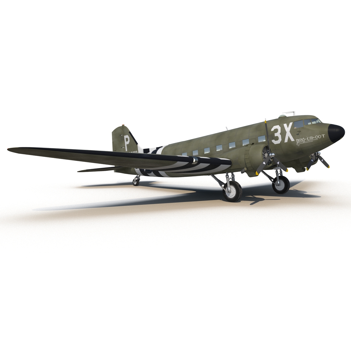 Douglas DC 3 Rigged 3D model