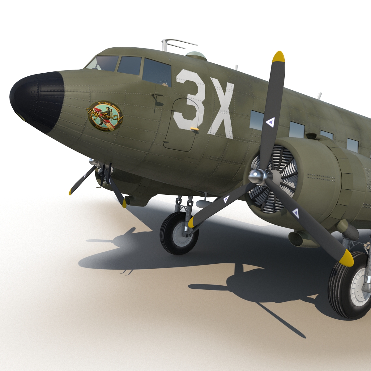 Douglas DC 3 Rigged 3D model