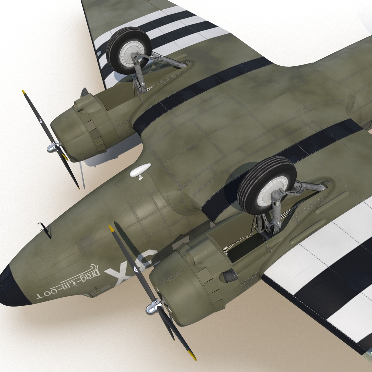 Douglas DC 3 Rigged 3D model