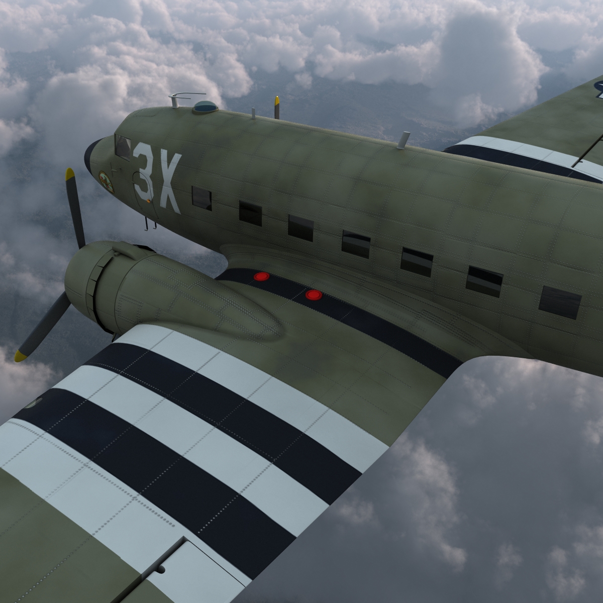 Douglas DC 3 Rigged 3D model