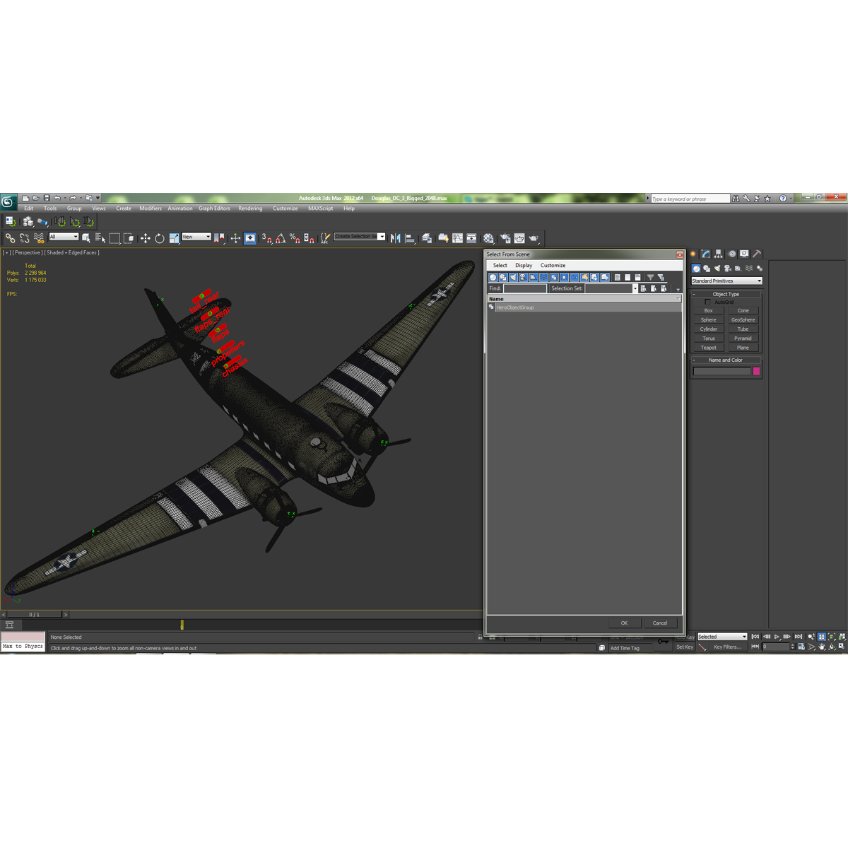 Douglas DC 3 Rigged 3D model