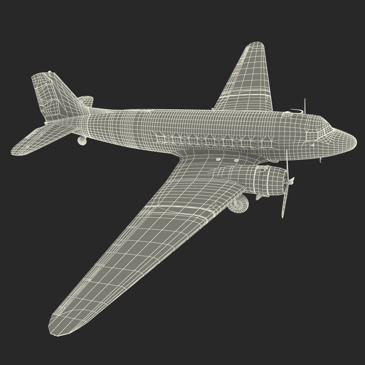 Douglas DC 3 Rigged 3D model