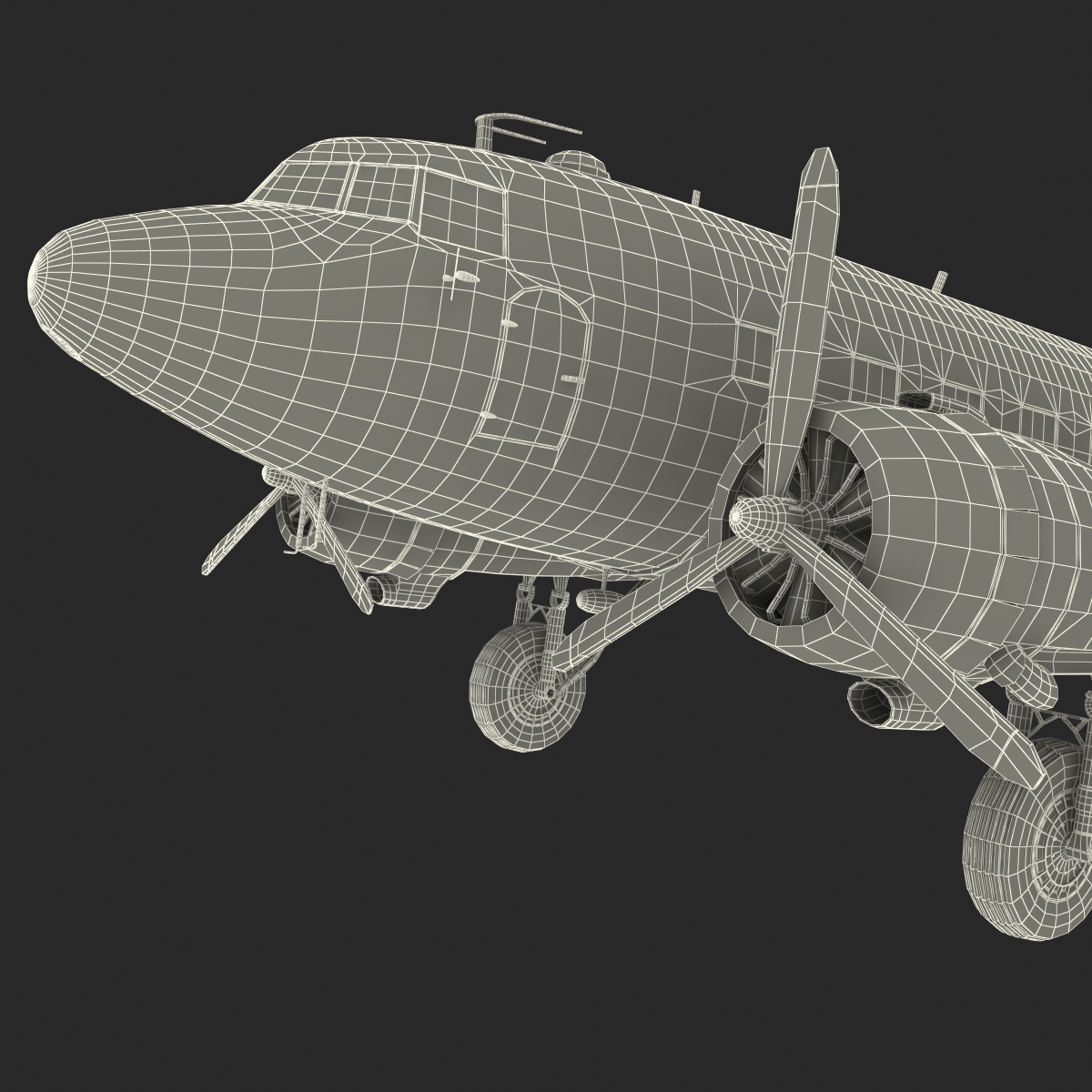 Douglas DC 3 Rigged 3D model