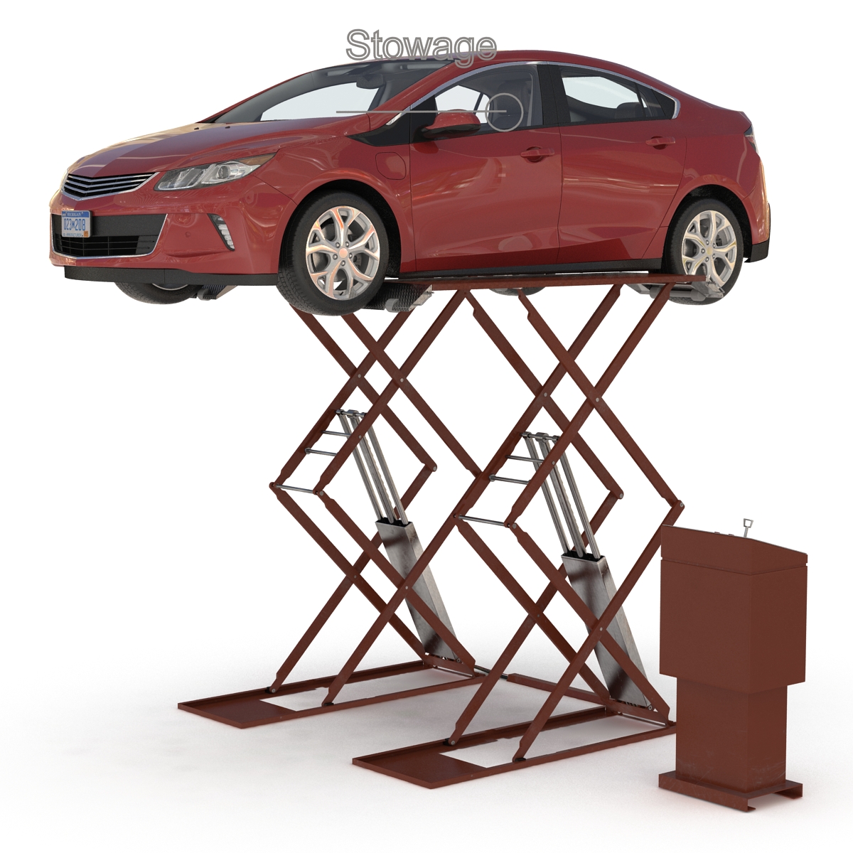 3D Automotive Scissor Lift Generic Rigged and Hybrid Car model