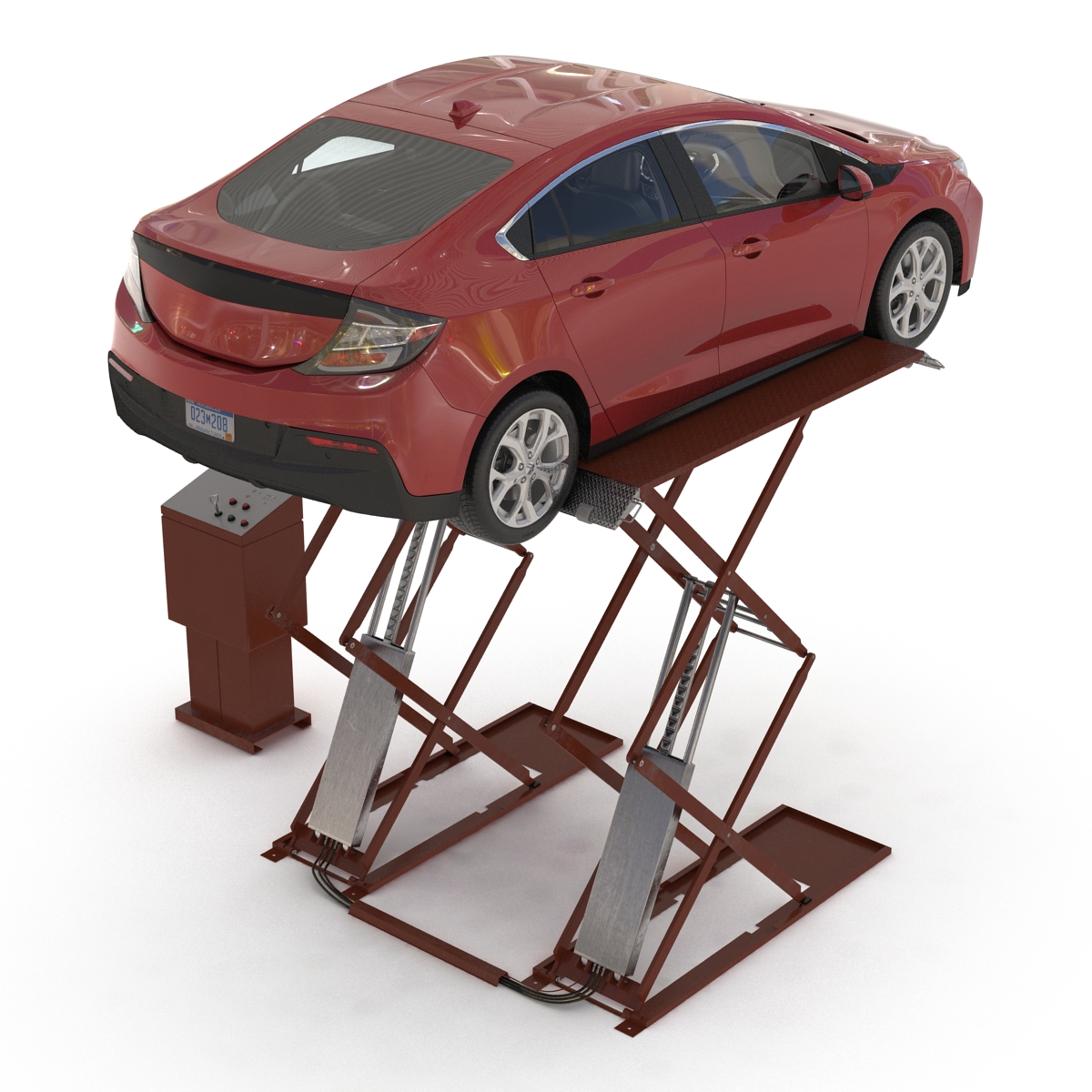 3D Automotive Scissor Lift Generic Rigged and Hybrid Car model