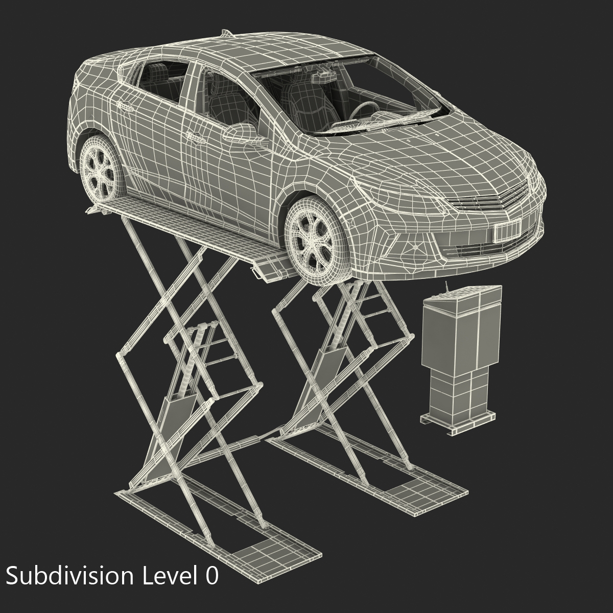 3D Automotive Scissor Lift Generic Rigged and Hybrid Car model