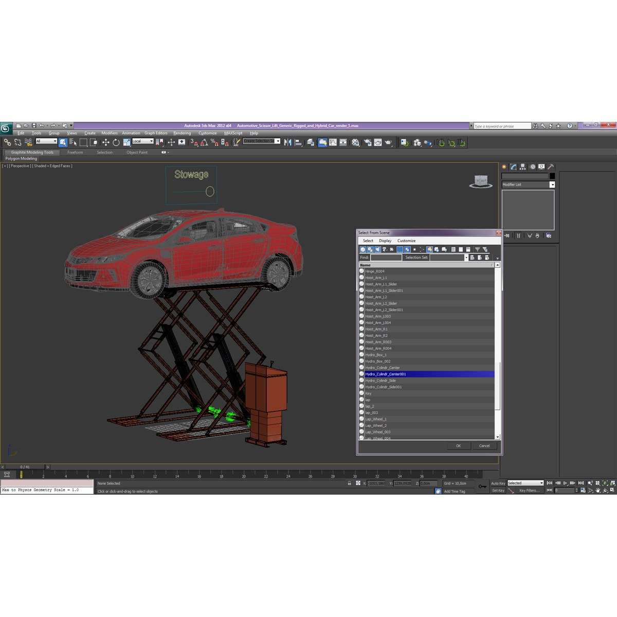 3D Automotive Scissor Lift Generic Rigged and Hybrid Car model