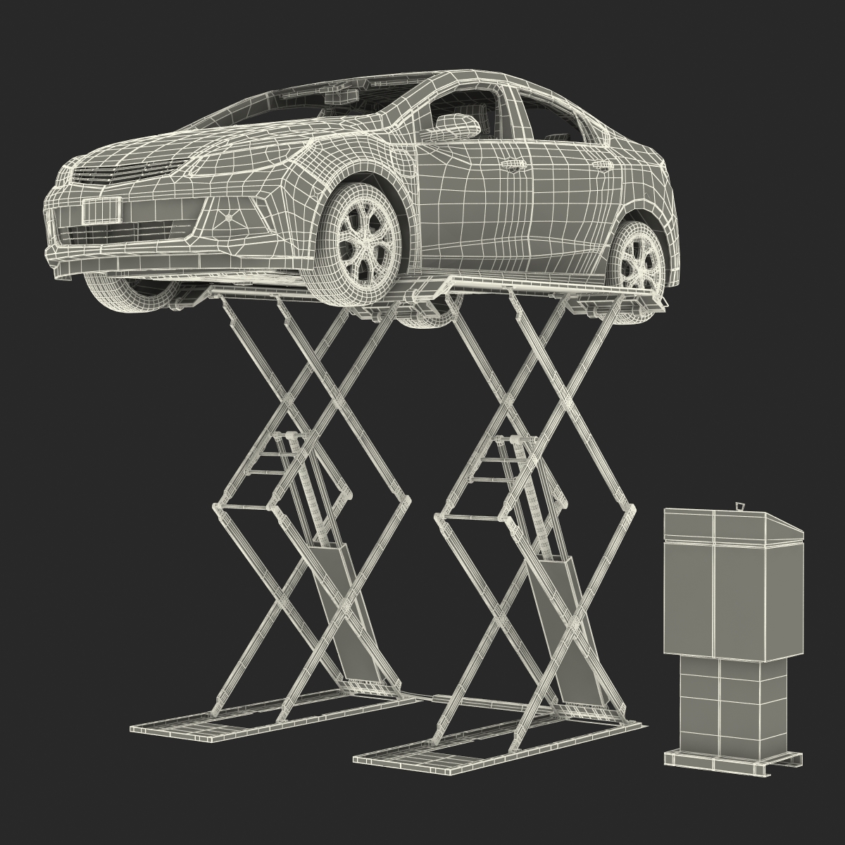 3D Automotive Scissor Lift Generic Rigged and Hybrid Car model