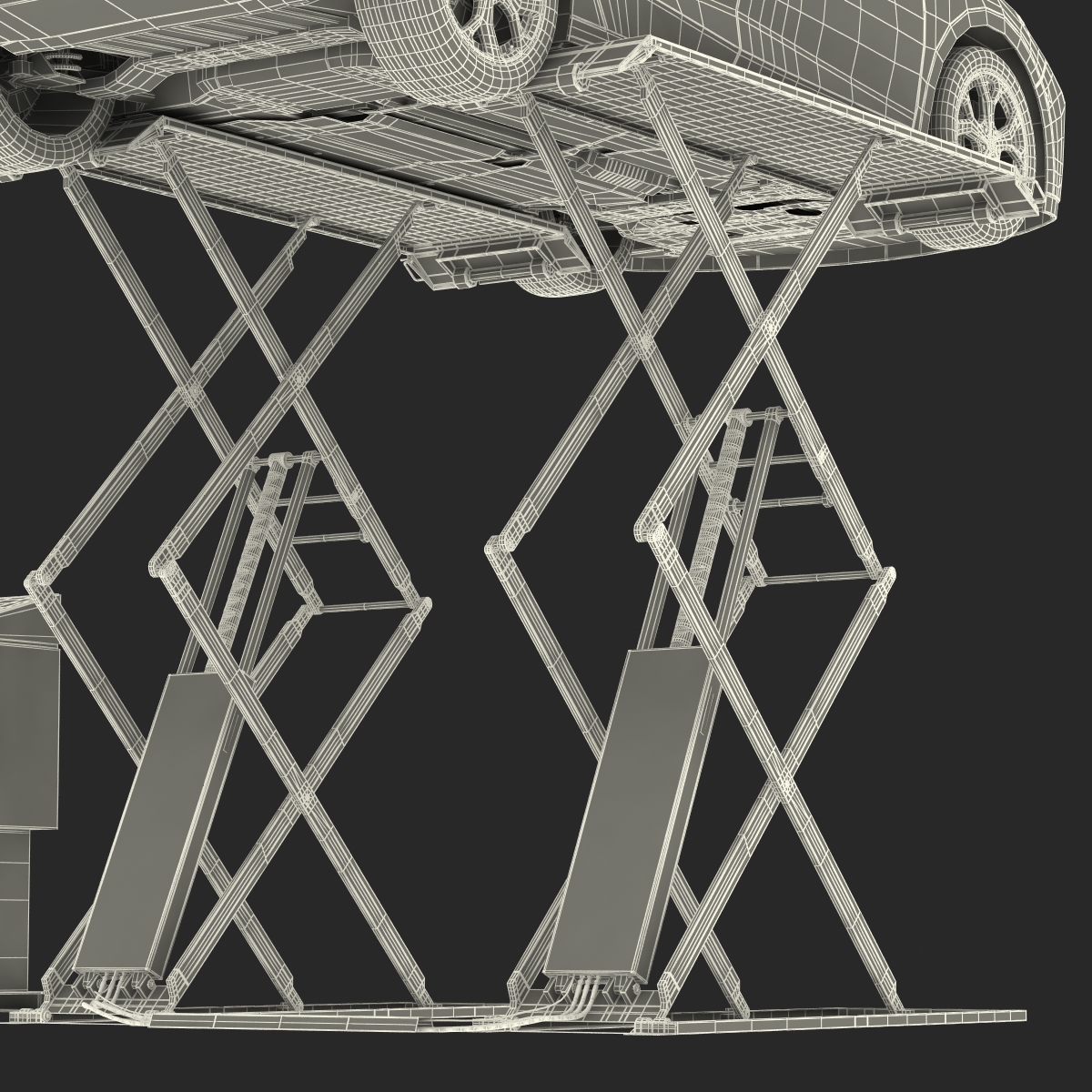 3D Automotive Scissor Lift Generic Rigged and Hybrid Car model