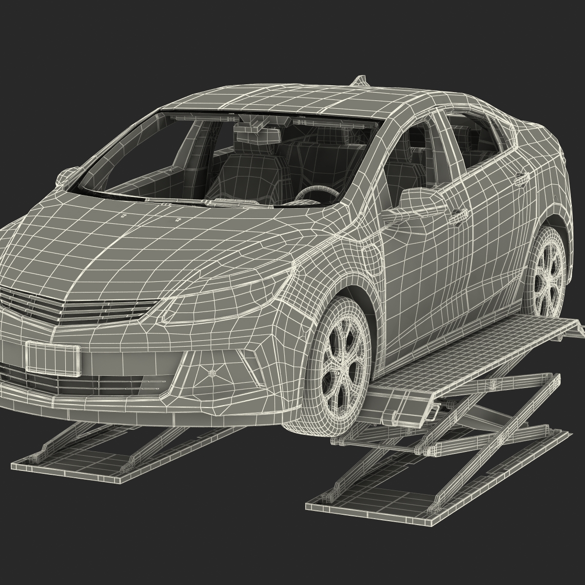 3D Automotive Scissor Lift Generic Rigged and Hybrid Car model