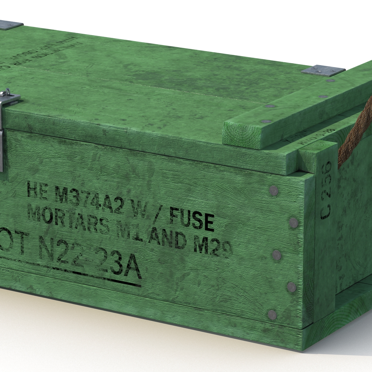 3D Ammo Crate 2 Green model