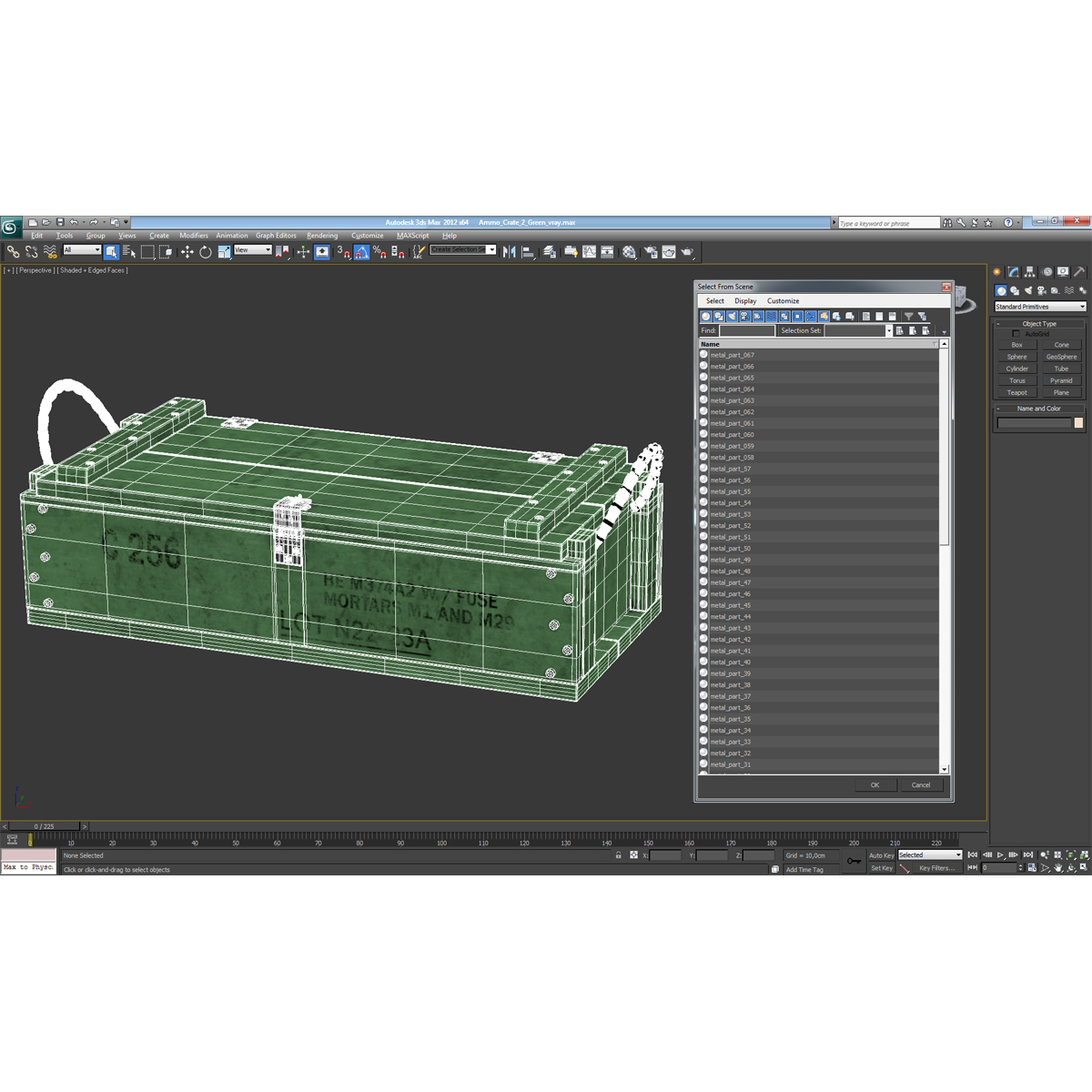 3D Ammo Crate 2 Green model