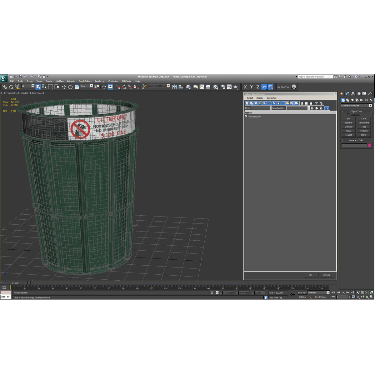 3D Public Garbage Can model