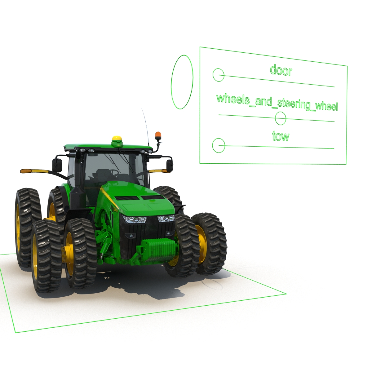 Tractor John Deere 8RT Rigged 3D model