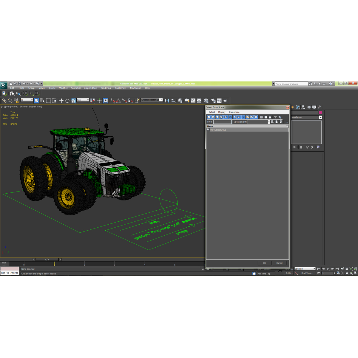 Tractor John Deere 8RT Rigged 3D model