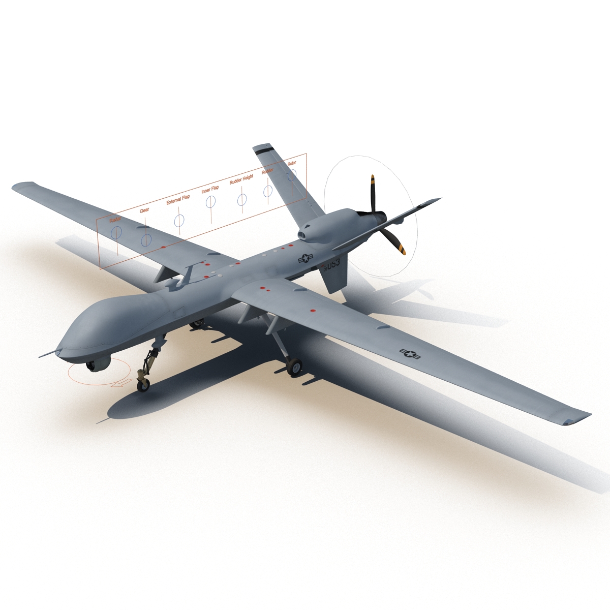 3D model Unmanned Combat Air Vehicle MQ 9 Reaper UAV Rigged