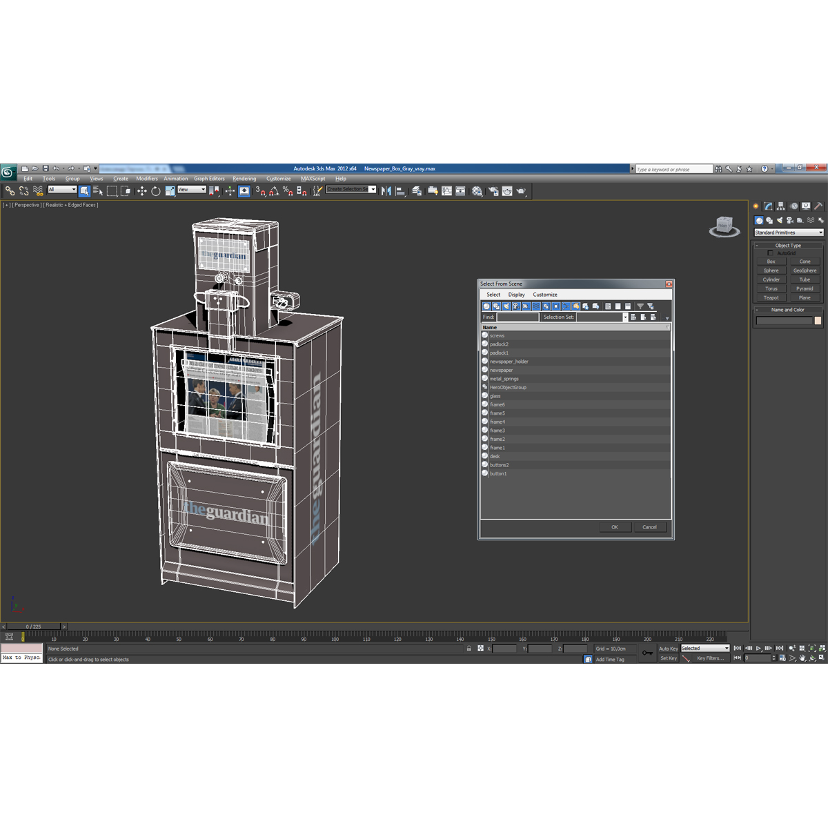 3D Classic Newspaper Box Gray