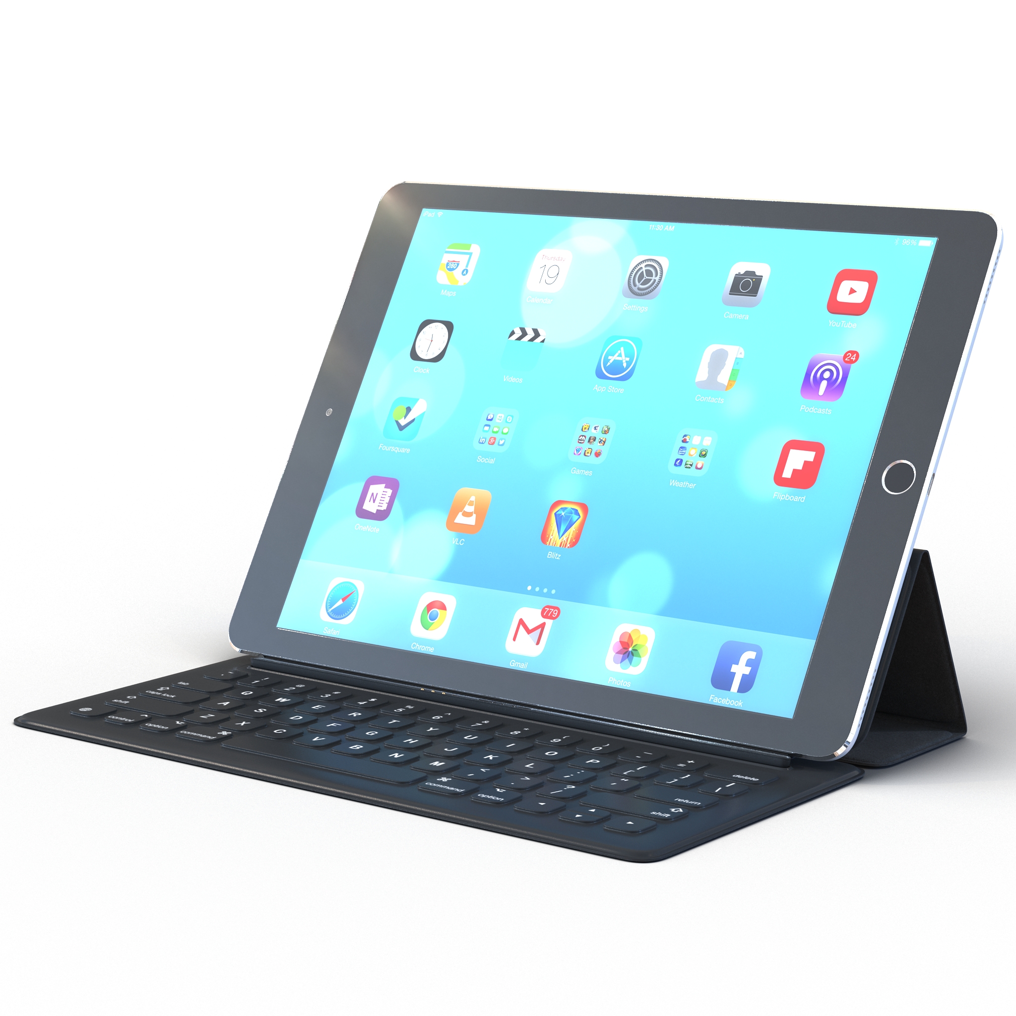 3D Ipad Pro and Apple Smart Keyboard model