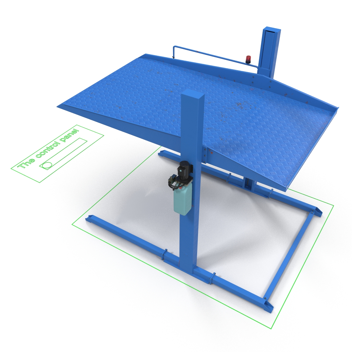 Two Post Parking Car Lift Rigged 3D