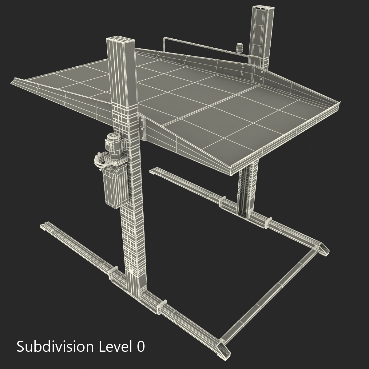 Two Post Parking Car Lift Rigged 3D