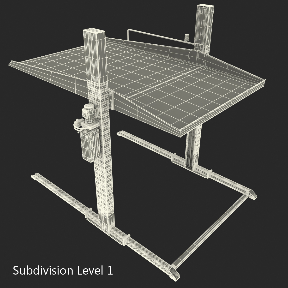 Two Post Parking Car Lift Rigged 3D