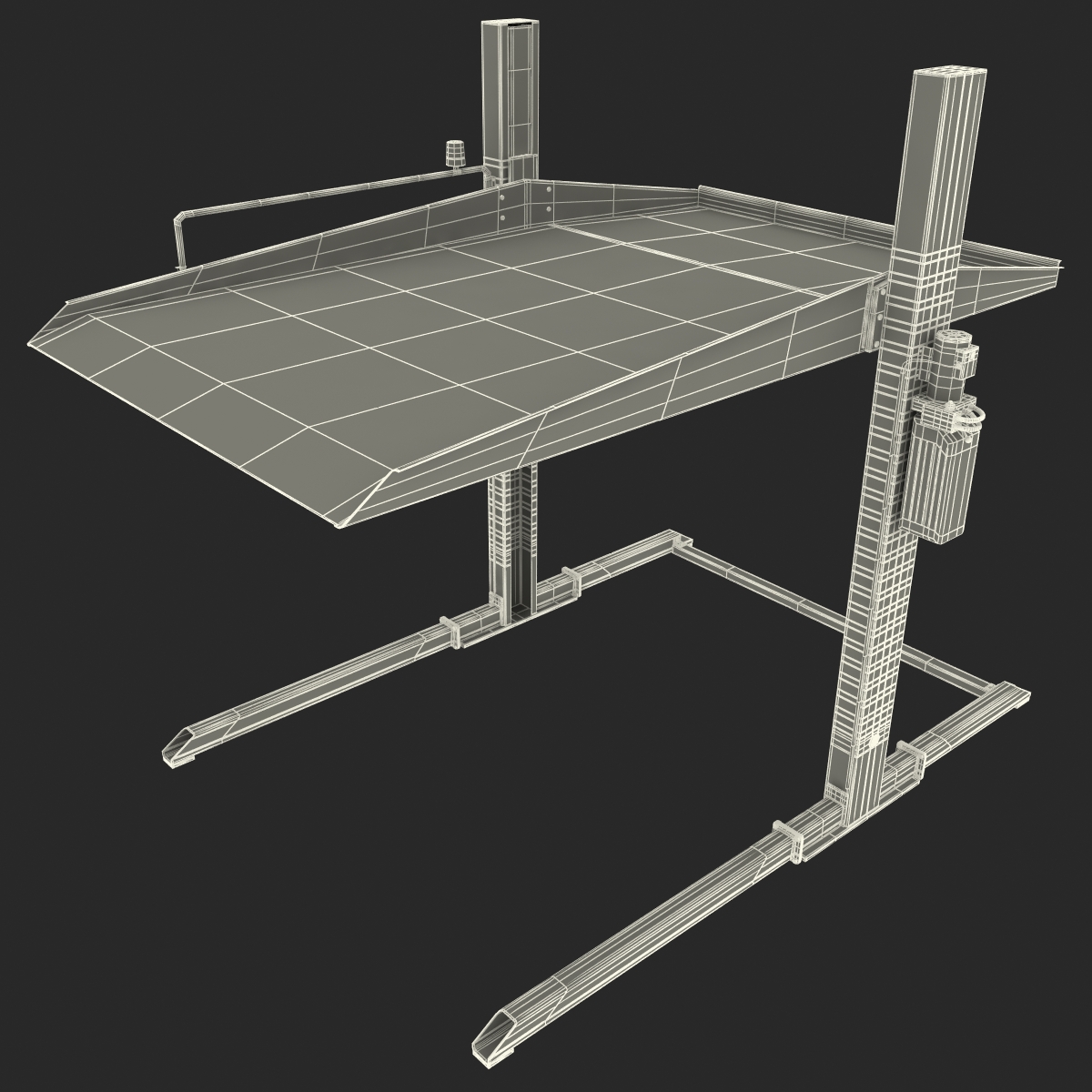 Two Post Parking Car Lift Rigged 3D