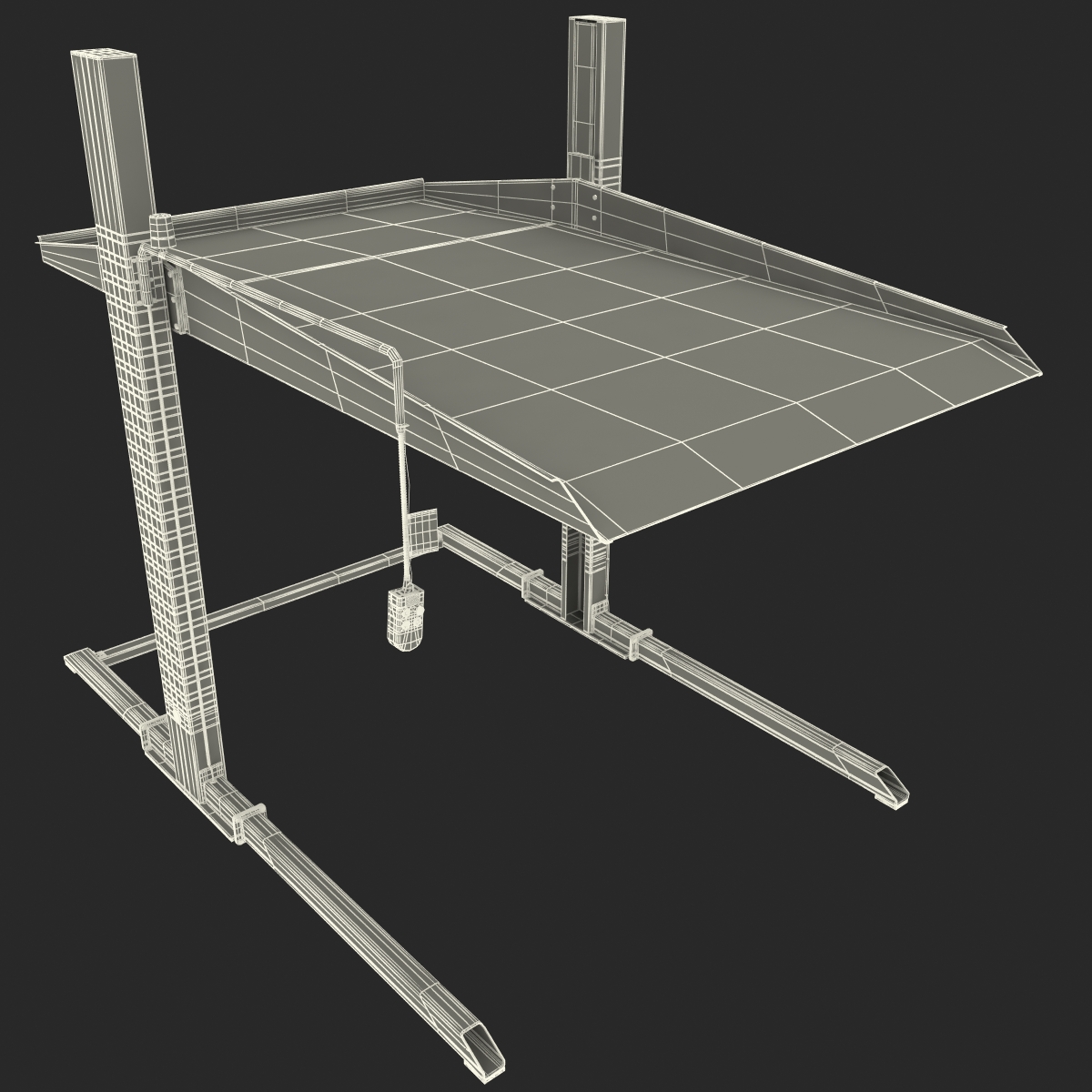 Two Post Parking Car Lift Rigged 3D