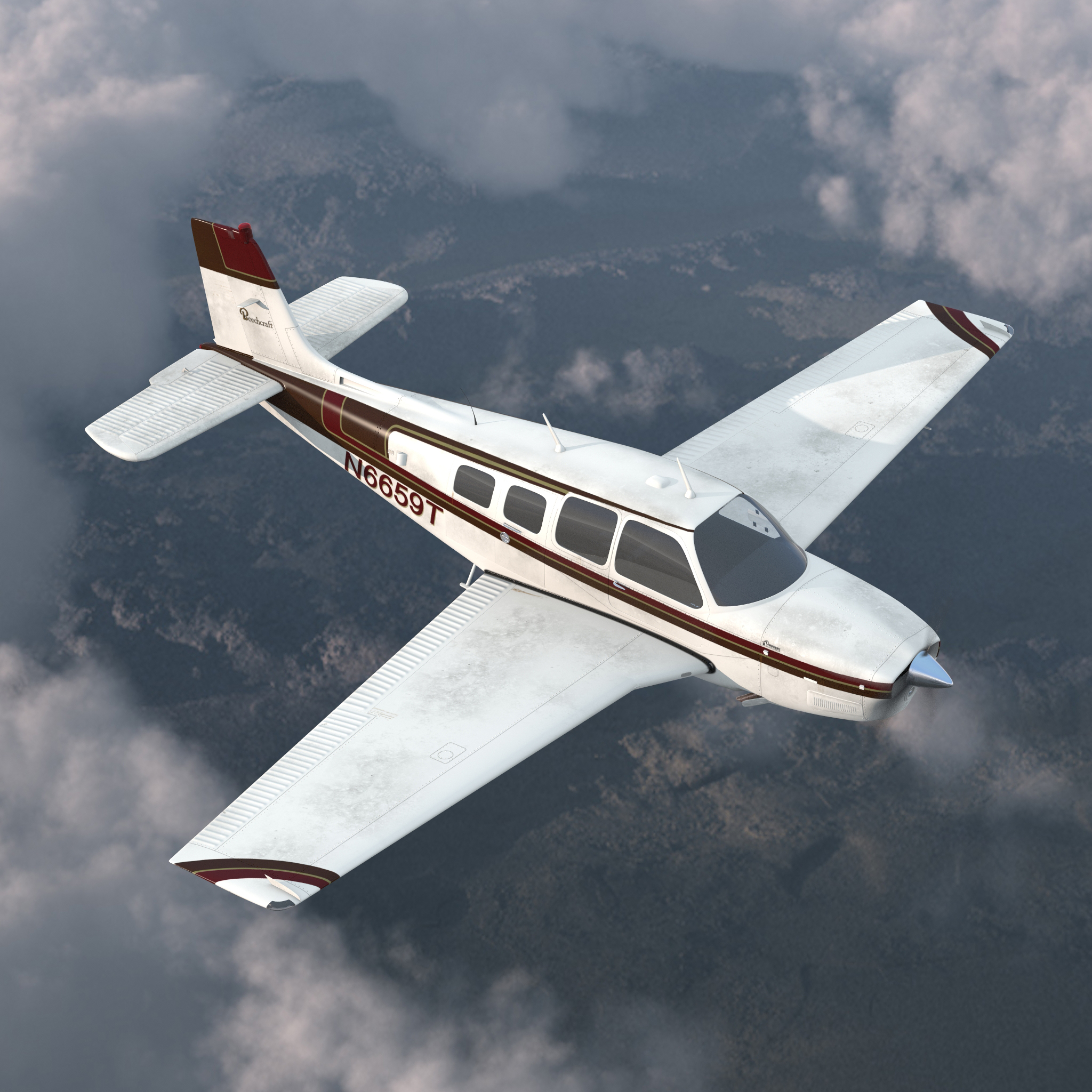 Beechcraft Bonanza 2 Rigged 3D