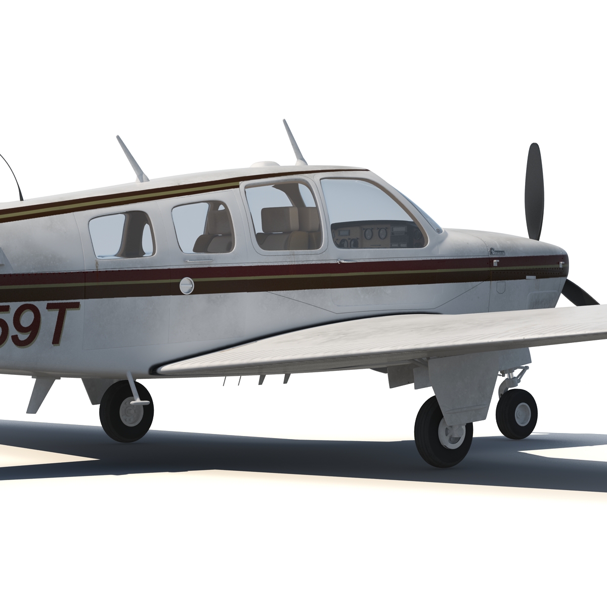 Beechcraft Bonanza 2 Rigged 3D