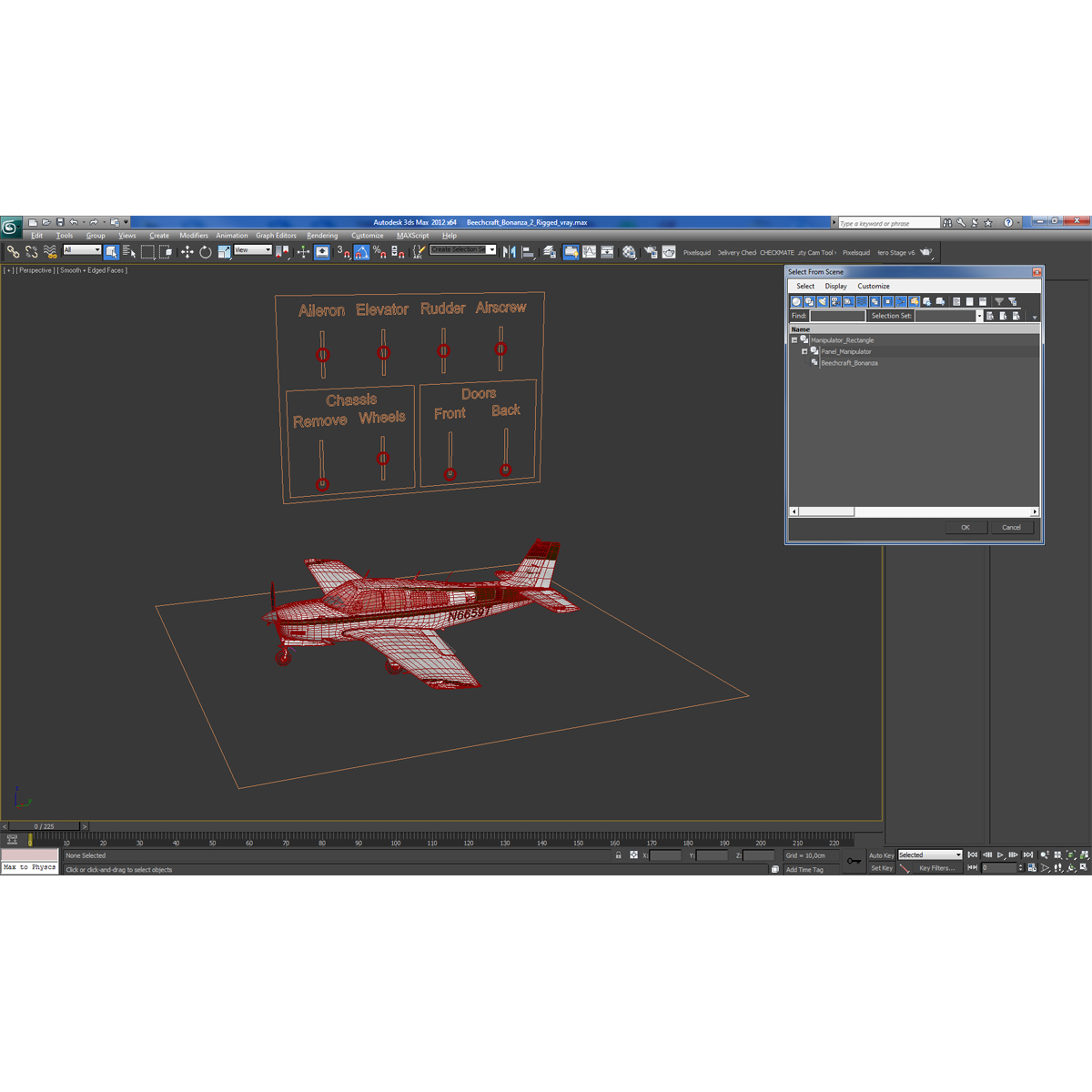 Beechcraft Bonanza 2 Rigged 3D