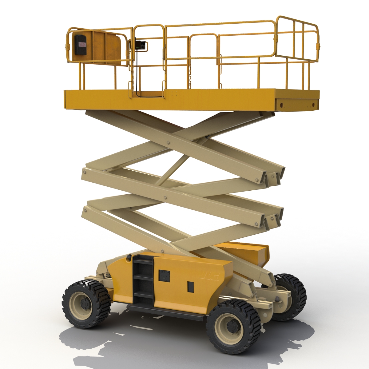 Engine Powered Scissor Lift Generic Rigged 3D