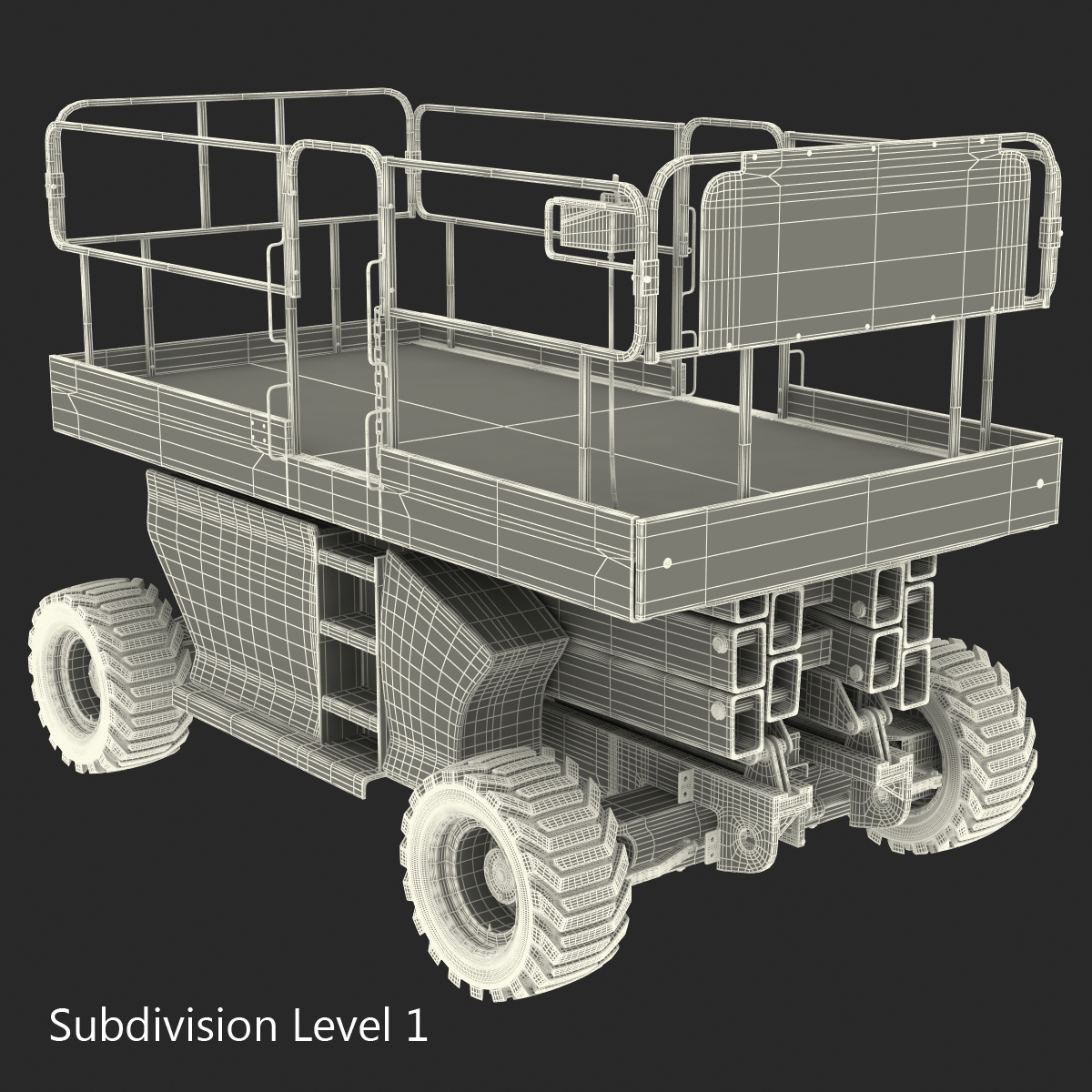 Engine Powered Scissor Lift Generic Rigged 3D