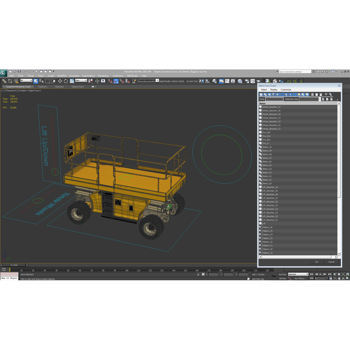 Engine Powered Scissor Lift Generic Rigged 3D