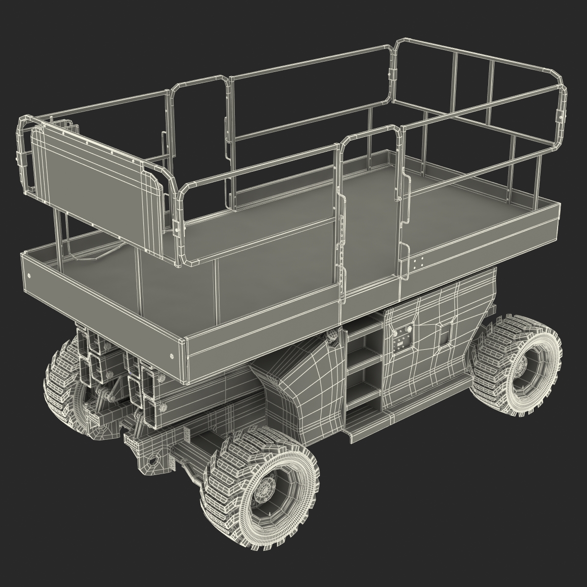 Engine Powered Scissor Lift Generic Rigged 3D