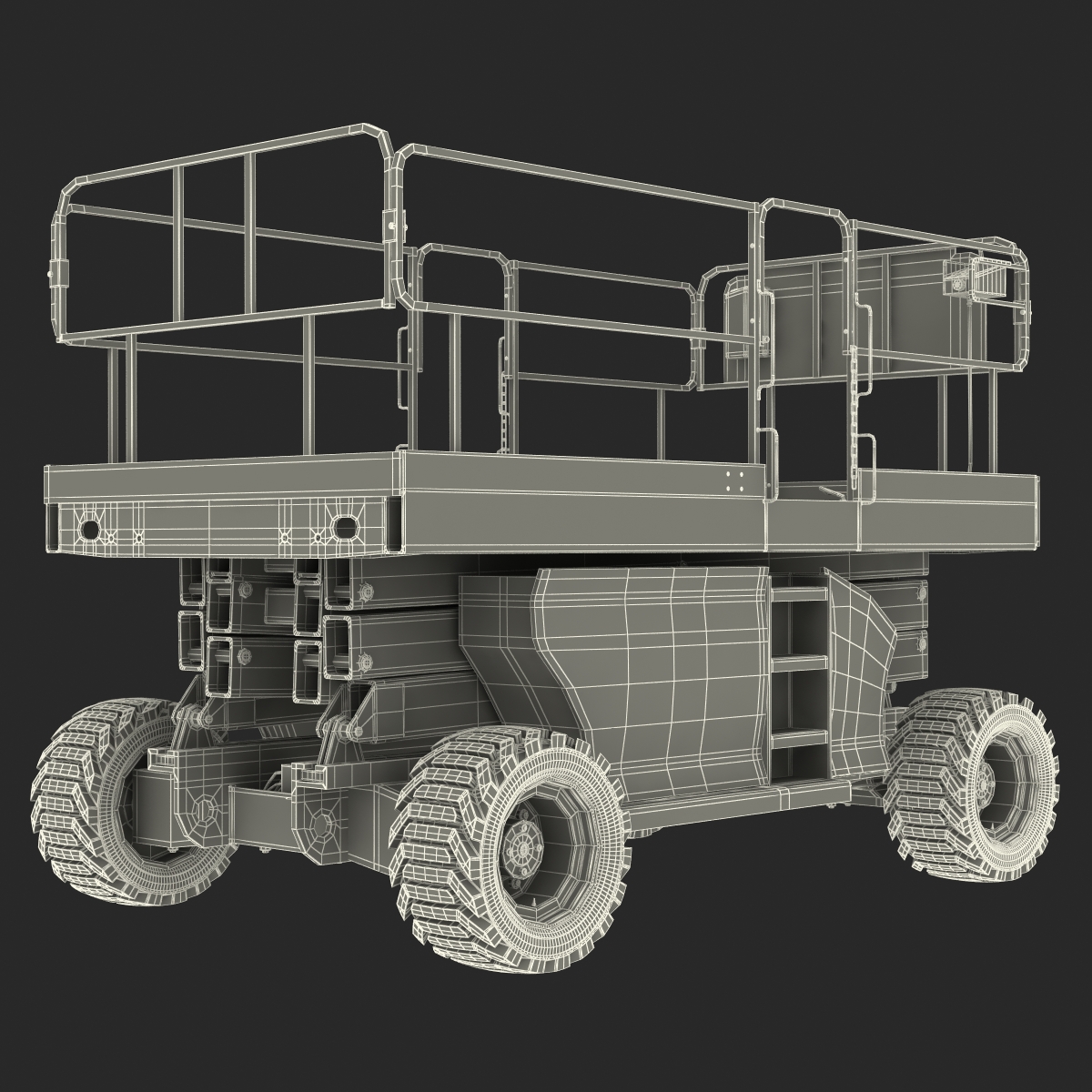 Engine Powered Scissor Lift Generic Rigged 3D