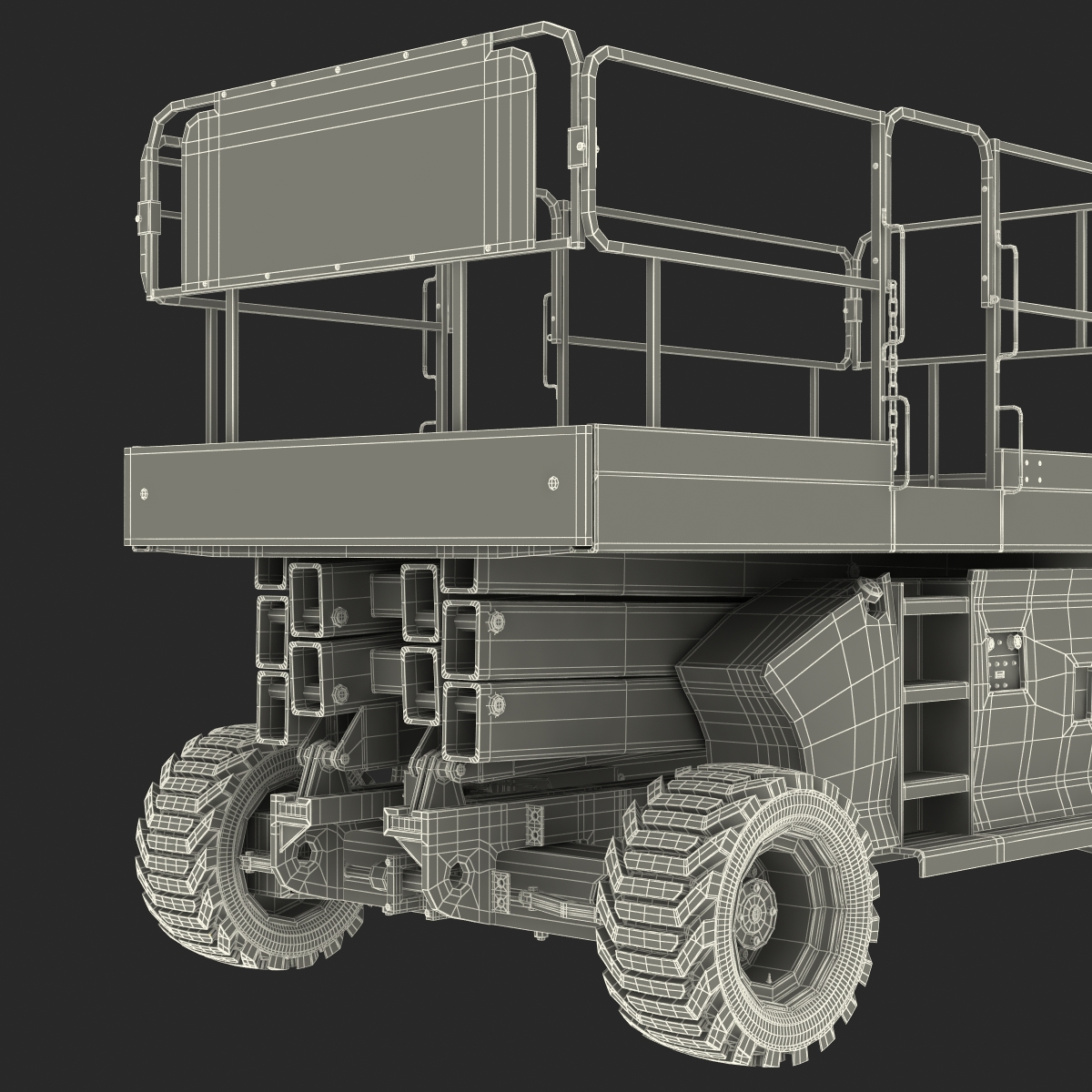 Engine Powered Scissor Lift Generic Rigged 3D