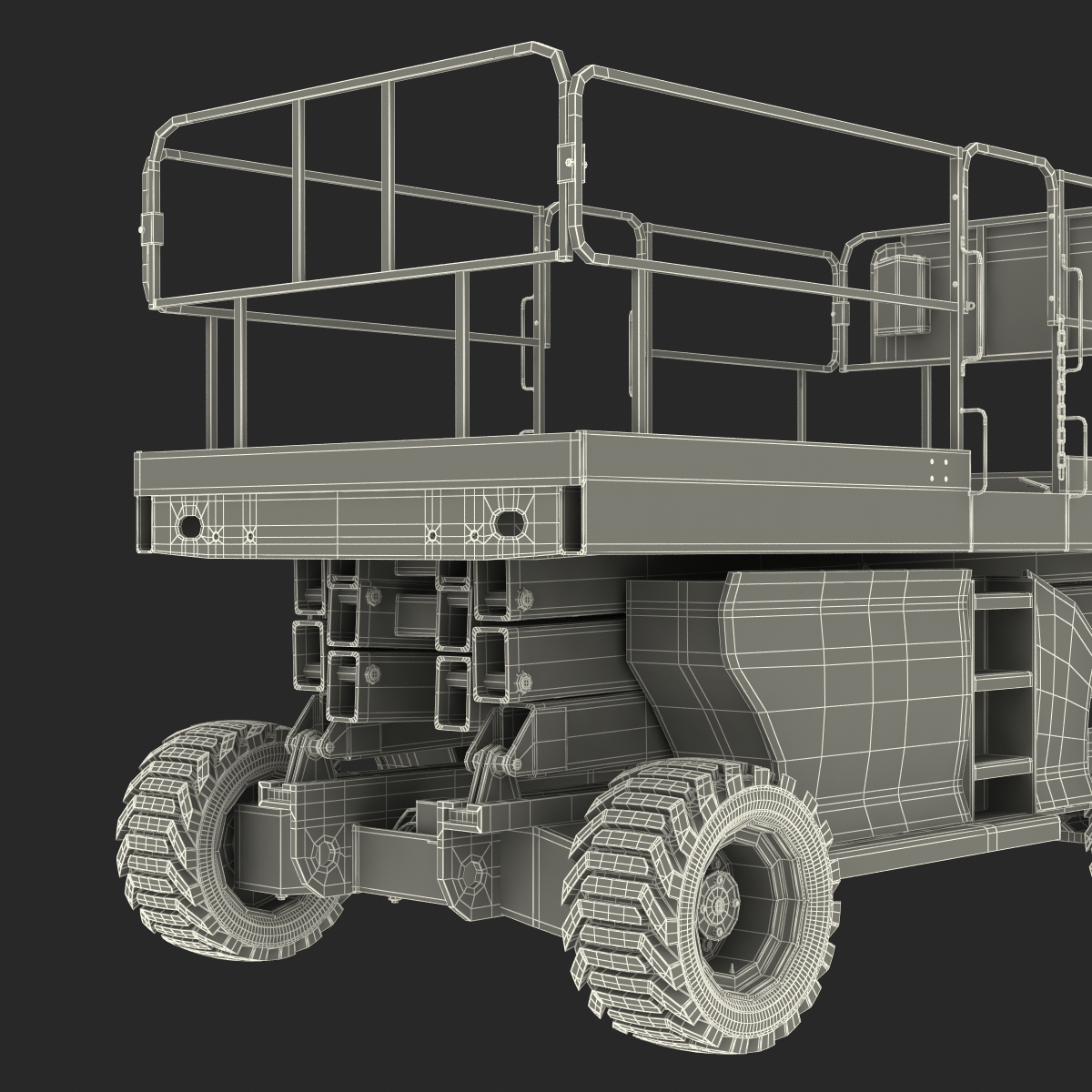 Engine Powered Scissor Lift Generic Rigged 3D