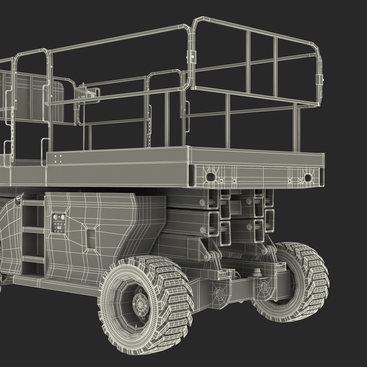 Engine Powered Scissor Lift Generic Rigged 3D