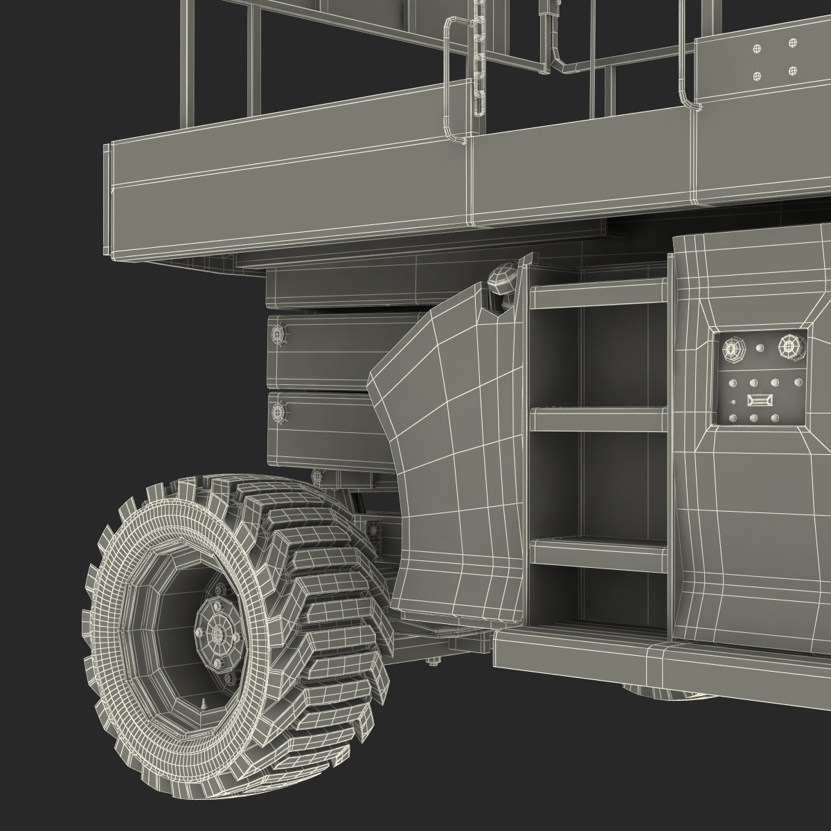 Engine Powered Scissor Lift Generic Rigged 3D