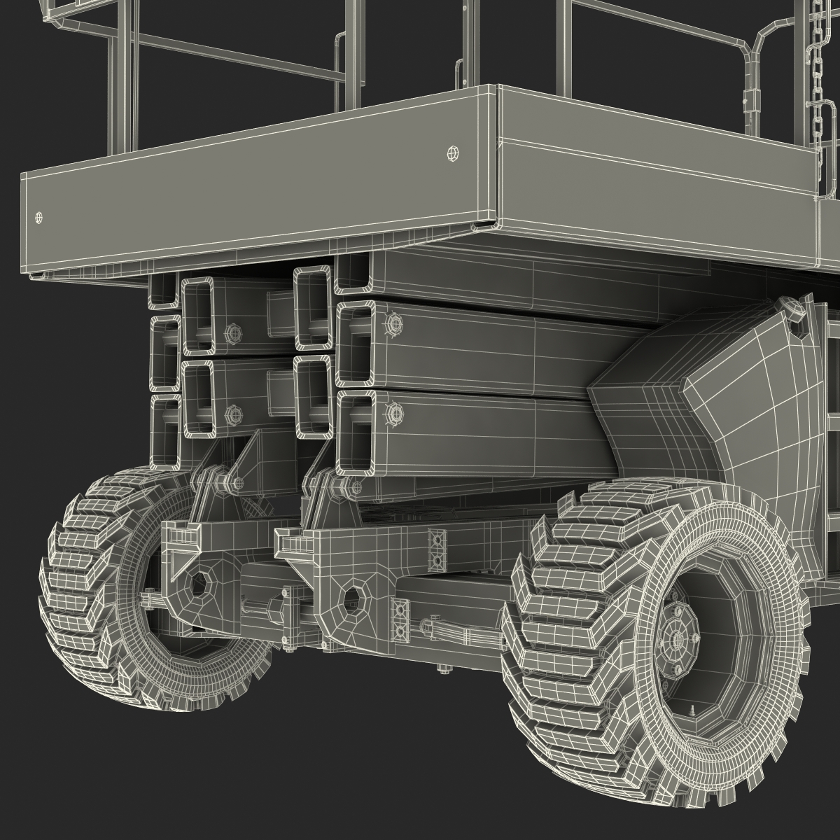 Engine Powered Scissor Lift Generic Rigged 3D