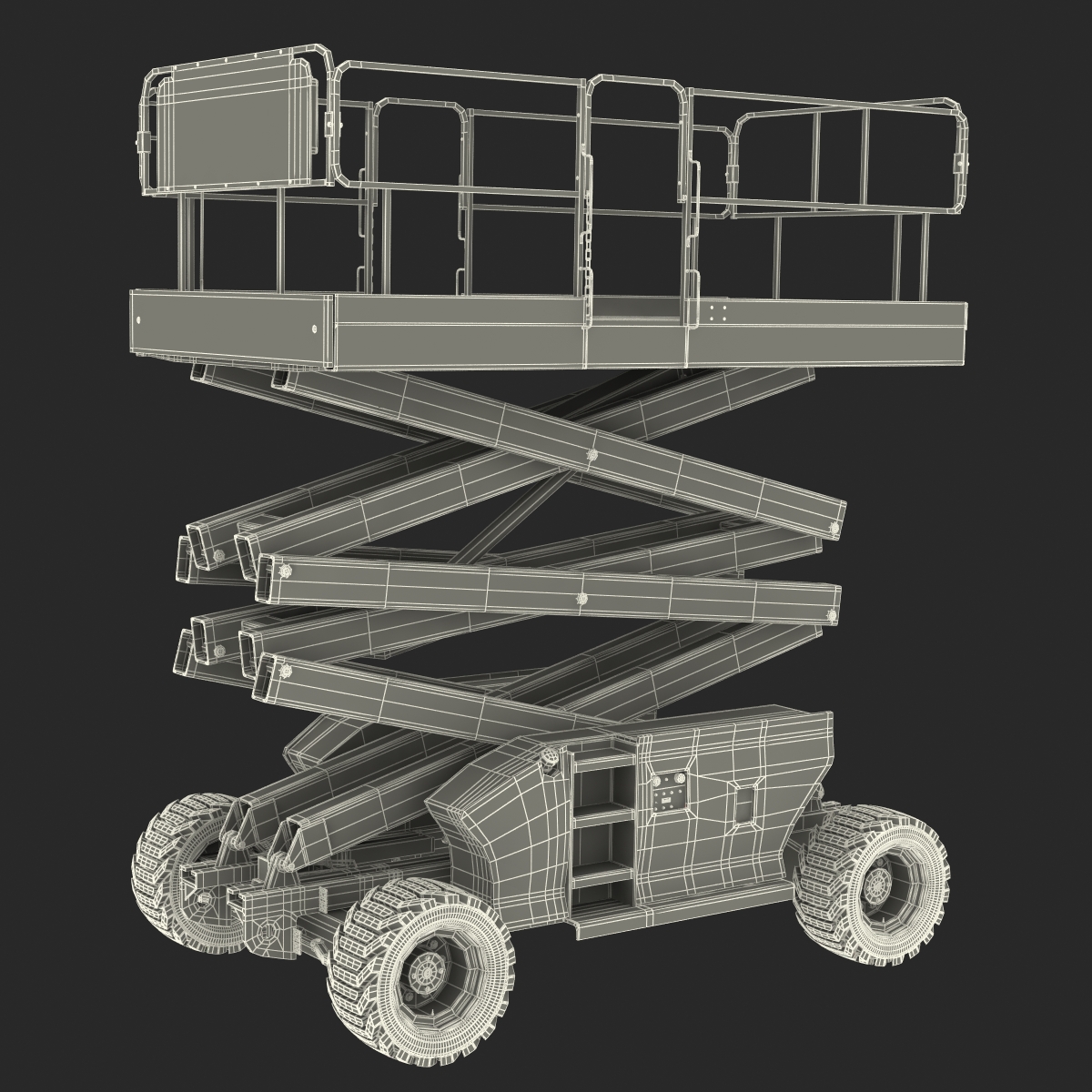 Engine Powered Scissor Lift Generic Rigged 3D