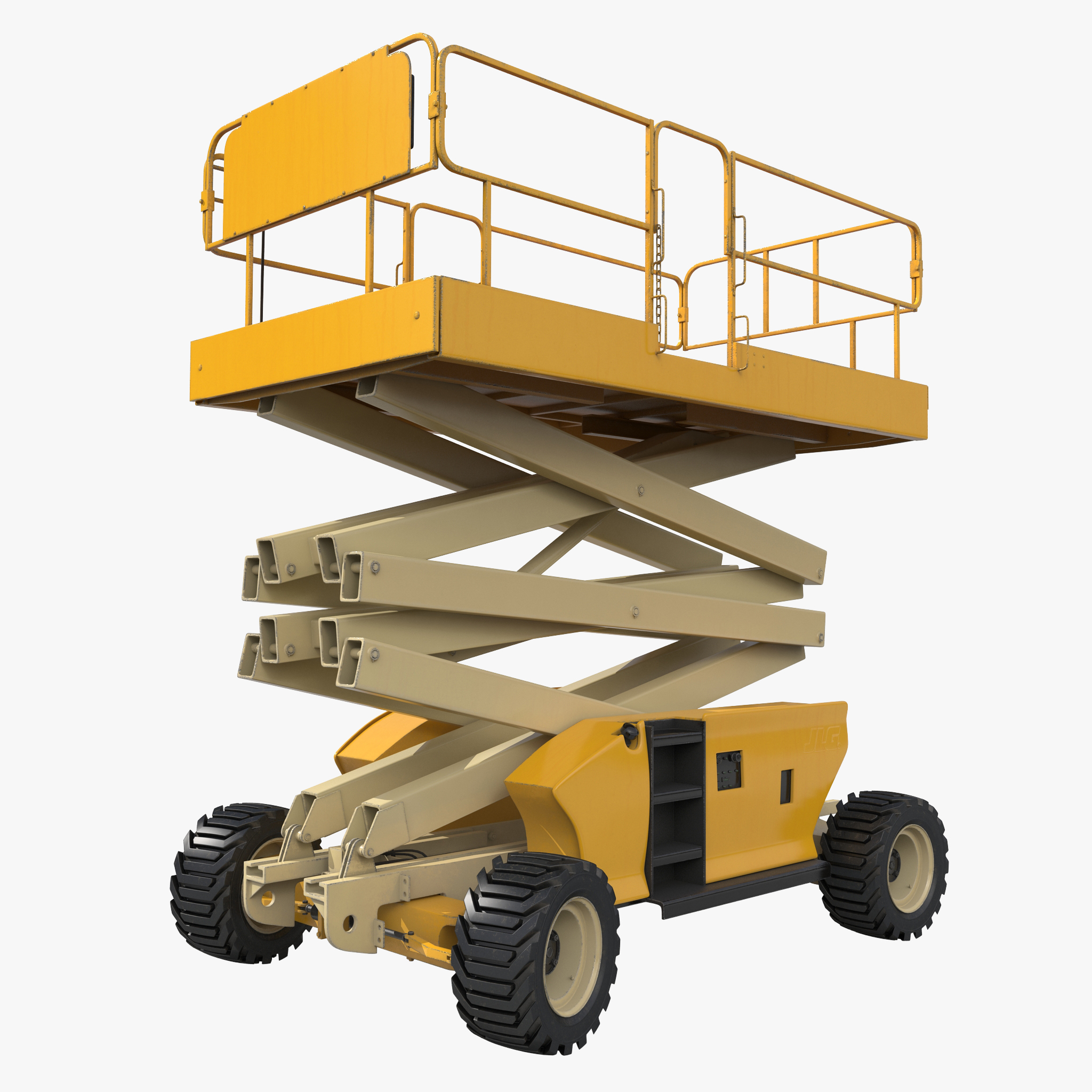 Engine Powered Scissor Lift Generic Rigged 3D