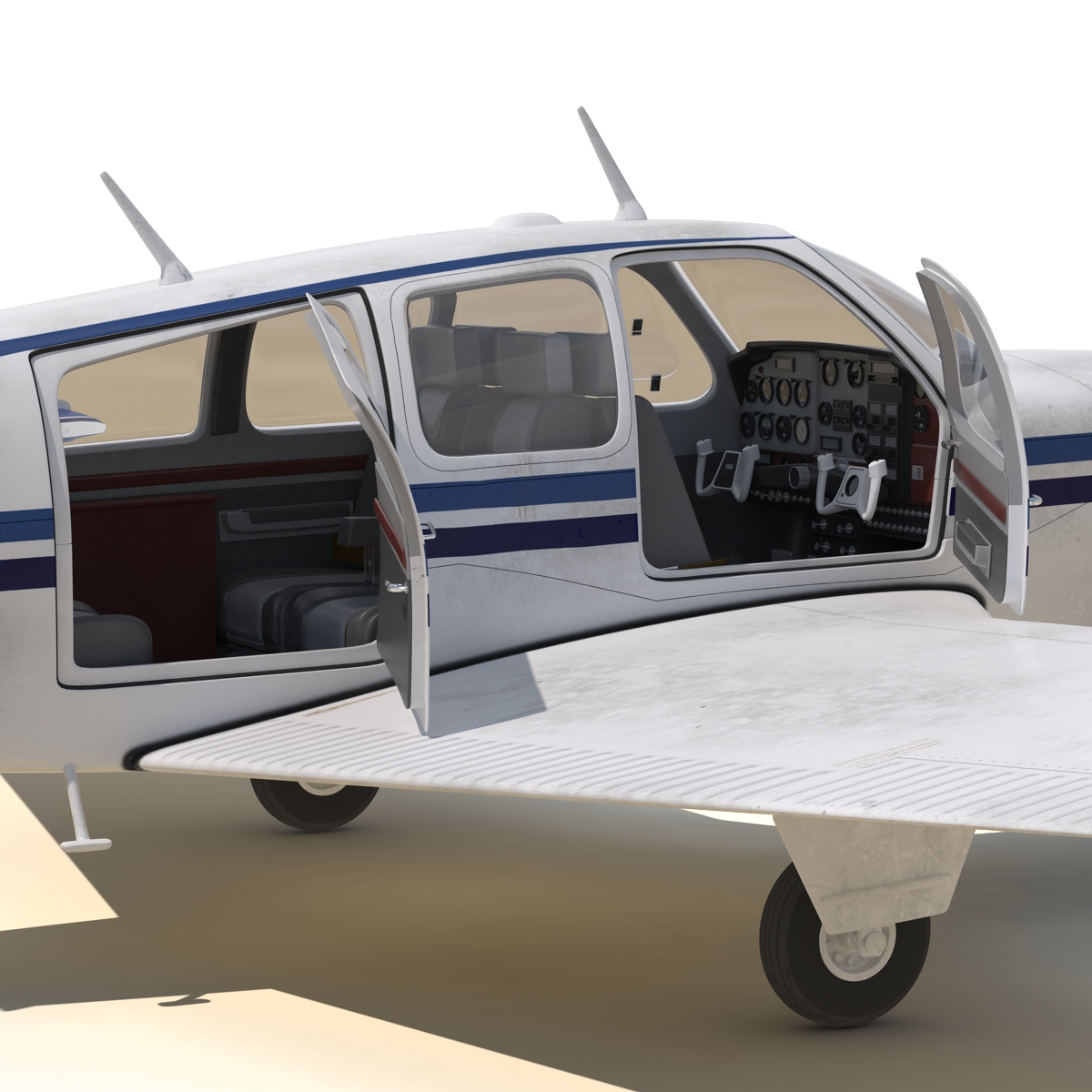 Civil Utility Aircraft Beechcraft Bonanza S35 V Tail 3D