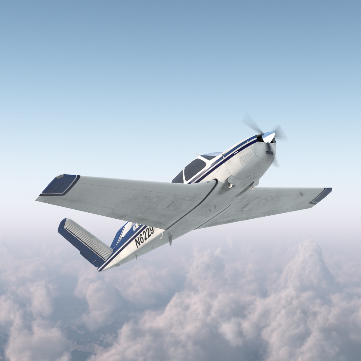 Civil Utility Aircraft Beechcraft Bonanza S35 V Tail 3D