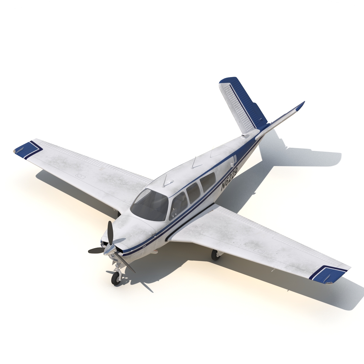 Civil Utility Aircraft Beechcraft Bonanza S35 V Tail Rigged 3D model