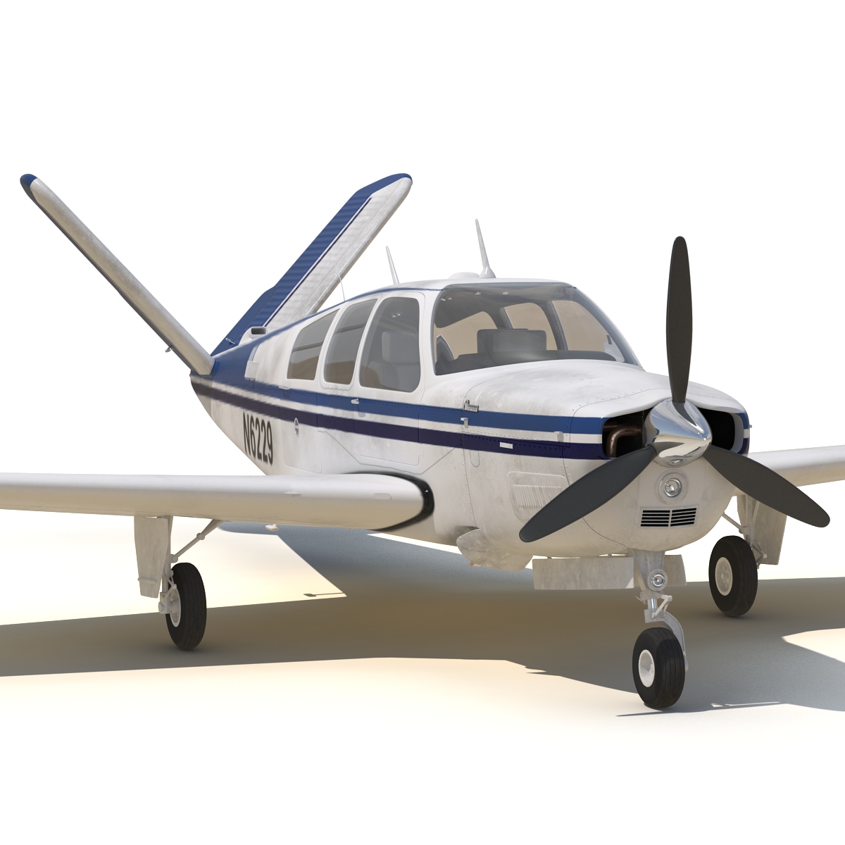 Civil Utility Aircraft Beechcraft Bonanza S35 V Tail Rigged 3D model