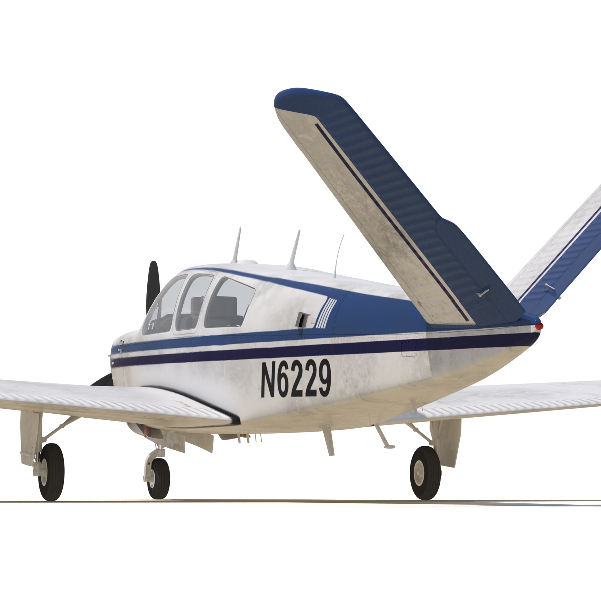 Civil Utility Aircraft Beechcraft Bonanza S35 V Tail Rigged 3D model