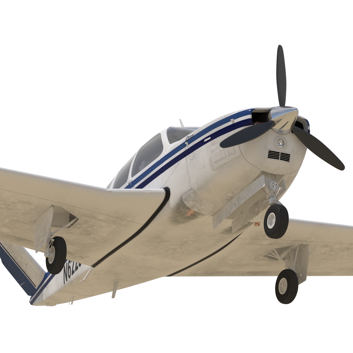 Civil Utility Aircraft Beechcraft Bonanza S35 V Tail Rigged 3D model