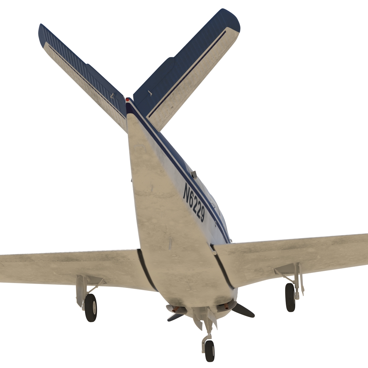 Civil Utility Aircraft Beechcraft Bonanza S35 V Tail Rigged 3D model