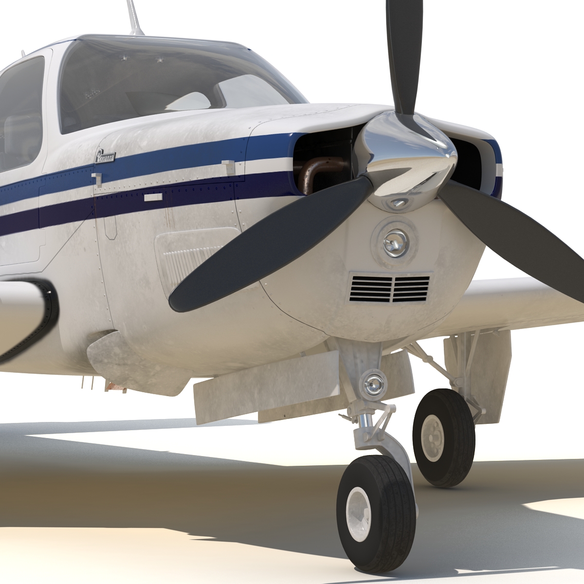 Civil Utility Aircraft Beechcraft Bonanza S35 V Tail Rigged 3D model